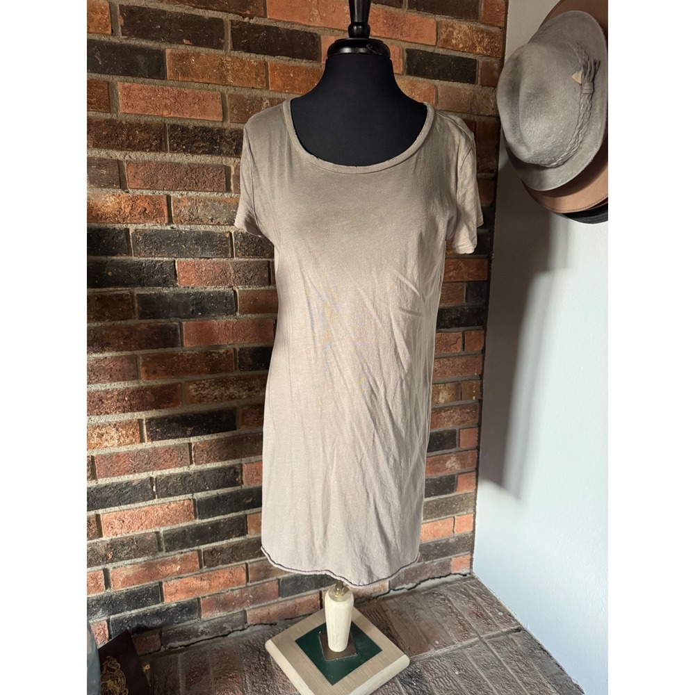 Tunic Top Taupe Scoop Neck Hi Low Side Slits L‎